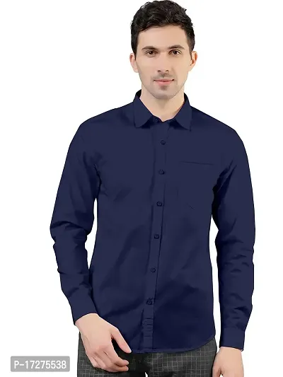 PURNDEEP Enterprise Men Plain Shirt (XX-Large, Navy Blue)