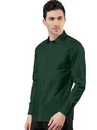 PURNDEEP Enterprise Men Plain Shirt (Large, Dark Green)-thumb1