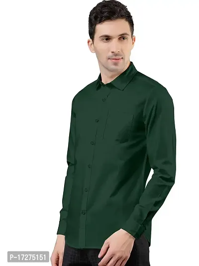 PURNDEEP Enterprise Men Plain Shirt (Large, Dark Green)-thumb2