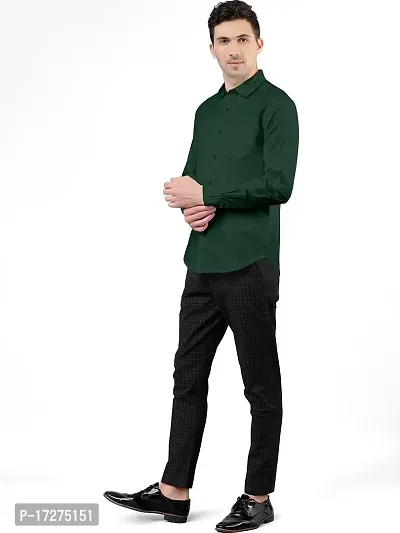 PURNDEEP Enterprise Men Plain Shirt (Large, Dark Green)-thumb3