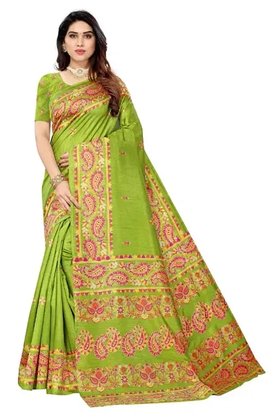 Womens Block Prints Semi Saree with Blouse Piece