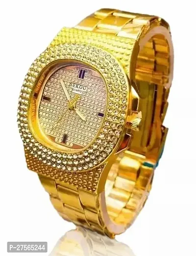 Stylish Golden Metal Analog Watches For Men-thumb0