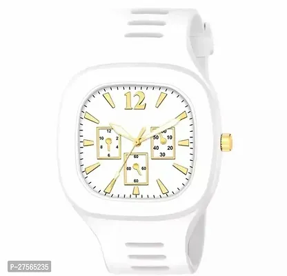 Stylish White Silicone Analog Watches For Men-thumb0