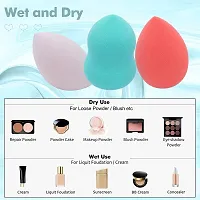 Makeup Sponge Set Beauty Blender with Egg Case, Soft Sponge For Liquid Foundation, Creams, and Powders，Latex Free Wet and Dry Makeup (Multi-colored, 4 Pcs)-thumb1