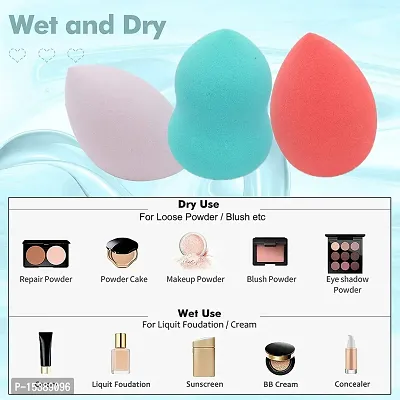 Makeup Sponge Set Beauty Blender with Egg Case, Soft Sponge For Liquid Foundation, Creams, and Powders，Latex Free Wet and Dry Makeup (Multi-colored, 4 Pcs)-thumb2