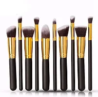 Eyeshadow Brush Foundation Face Powder Blush Makeup Brush Kit with Blender Sponge Makeup Brushes Set (10pcs, Black)-thumb1