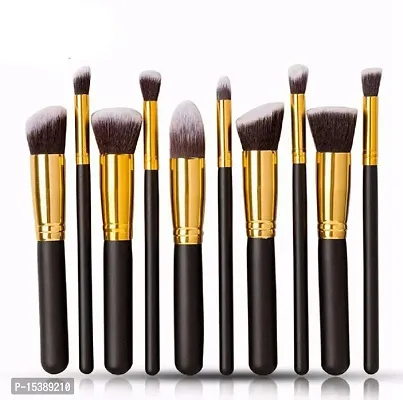 Eyeshadow Brush Foundation Face Powder Blush Makeup Brush Kit with Blender Sponge Makeup Brushes Set (10pcs, Black)-thumb2