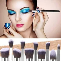 Eyeshadow Brush Foundation Face Powder Blush Makeup Brush Kit with Blender Sponge Makeup Brushes Set (10pcs, Black)-thumb2