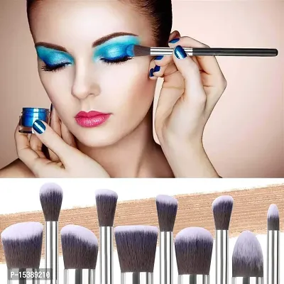 Eyeshadow Brush Foundation Face Powder Blush Makeup Brush Kit with Blender Sponge Makeup Brushes Set (10pcs, Black)-thumb3