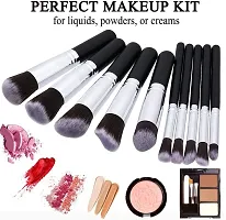 Eyeshadow Brush Foundation Face Powder Blush Makeup Brush Kit with Blender Sponge Makeup Brushes Set (10pcs, Black)-thumb3