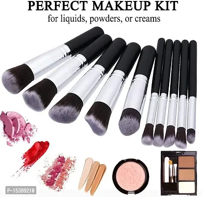 Eyeshadow Brush Foundation Face Powder Blush Makeup Brush Kit with Blender Sponge Makeup Brushes Set (10pcs, Black)-thumb4