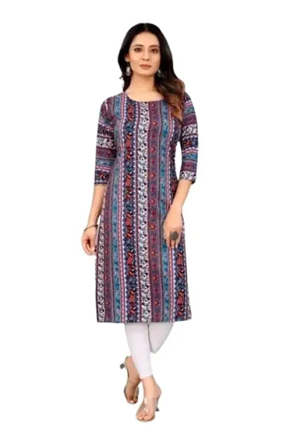 Fancy Crepe Printed Straight Kurtis