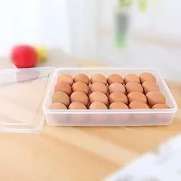 Angelware  Kitchen Plastic Egg Holder Fridge Organizer with Lid Storage Container 24EggTray - 2 dozen Plastic Egg Container  (Clear)-thumb1