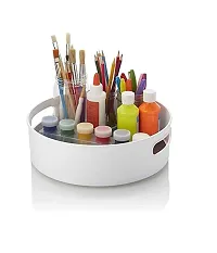 Angelware  white  Rotating Organizer Tray/Kitchen Organizer/Multi- Function Rotating Tray/Cosmetics Organizer (Pack of 1) (White)-thumb3