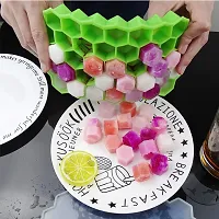 Angelware   Flexible Silicone Honeycomb Cavity Ice Cube Tray for Freezer Molds  Small Cubes Whiskey Fridge Bar Soft Ice Cube Tray (Multicolor) (Pack of 1)-thumb4