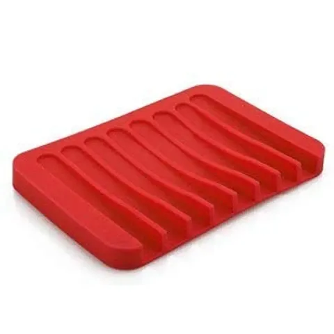 MeeTo Silicone Soap Holder / Self Draining Drying Silicone Mat Soap Tray / Soap Dish for Soap Storage for Bathroom Kitchen Basin Use