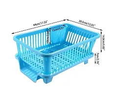 Angelware 1 pcs 3 in 1 large durable plastic kitchen sink dish rack drainer drying rack washing basket with tray for kitchen ( pack of 1- blue )-thumb2