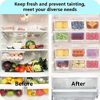 Angelware 6 pcs Fridge Storage Boxes Fridge Organizer with Removable Drain Plate and Lid Stackable Fridge Storage Containers Plastic Freezer Storage Containers for Fish, Meat, Vegetables  (1500ml )-thumb3