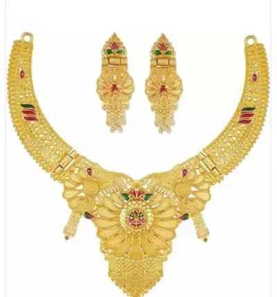 Tready Brass Golden Jewellery Set