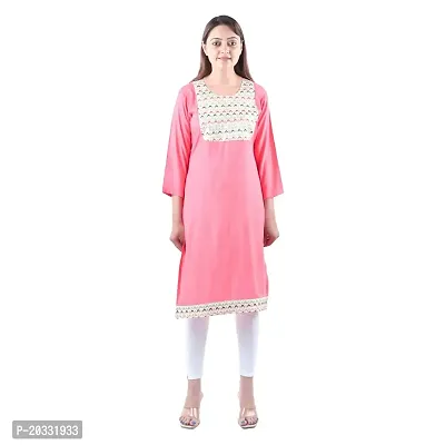 falah Handicrafts Society Women's Cotton Rayon Mix Fabric Zari Hand Embriodered Kurti (FHS/KU/23/11-P)