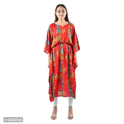 falah Handicrafts Society Women's Rayon Fabric Comfy Floral Print Khaftan (FHS/KHA/23/28-Free) Red