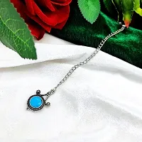 Wedding Bridal Garba Navratri Sale Oxidized-Silver Maang Tikka Jewellery for Women and Girls (Turquoise)-thumb1