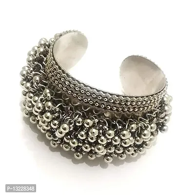 Unbranded YJE Oxidized German Silver Ghunghroo Cuff Bracelet Traditional Kada Bangle for Women-thumb2