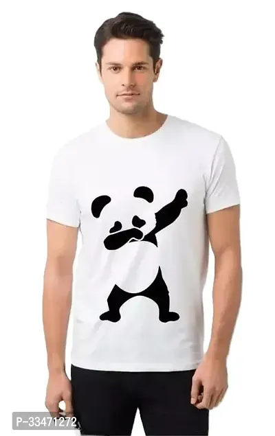 Fabulous White Polyester Printed Round Neck Tees For Men-thumb0