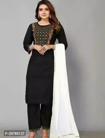 Stylish kurta for women - Kurta, Bottom and Dupatta Set black Color-thumb0