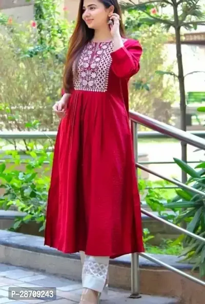 Stylish kurta for women - Stitched red Color-thumb0
