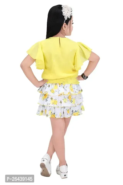 Elite Yellow Cotton Printed Frocks For Girls-thumb2