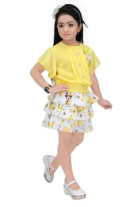 Elite Yellow Cotton Printed Frocks For Girls-thumb2