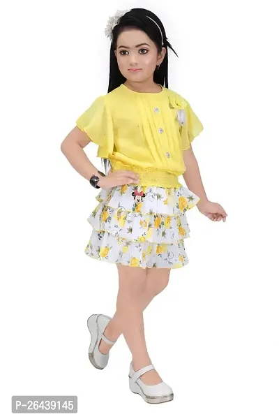 Elite Yellow Cotton Printed Frocks For Girls-thumb3