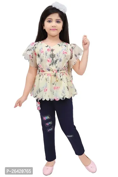 Fabulous Multicoloured Cotton Printed Clothing Set For Girls