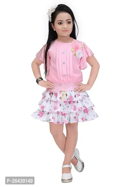 Elite Pink Cotton Printed Frocks For Girls