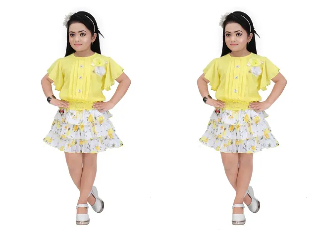 Girls Cotton Printed Frock Combo