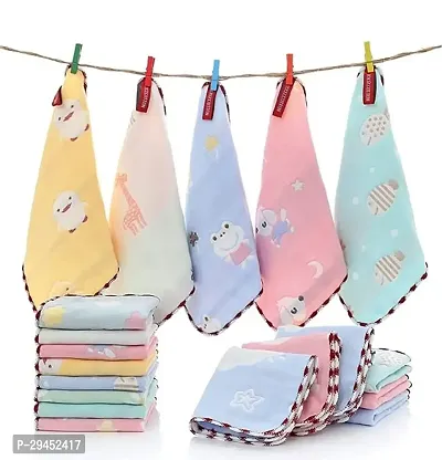 Soft Cotton Handkerchief for kids, Women and girls | Cute Printed Baby Face Towel Hanky Rumal Wash cloth| Double Layer kids hankies for School use [ pack of 10] (11rdquo;x11rdquo;) Multicolor-thumb0