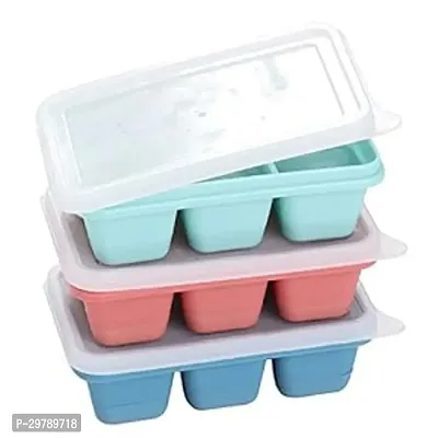 Easy Release Silicone Ice Cubes Trays With Airtight Lid Pack of 3-thumb0