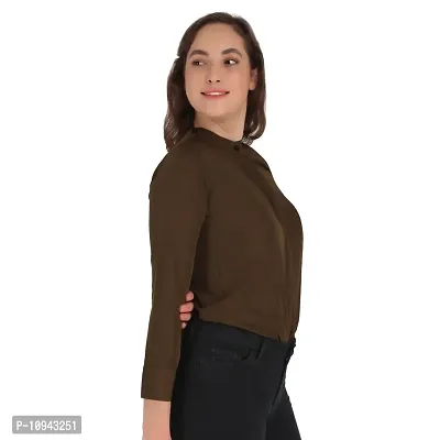 Trendy Formal Women and Girls Shirts Dark Mehandi Full sleeve-thumb5