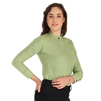 Trendy Formal Women and Girls Shirts Light Green Full sleeve-thumb4