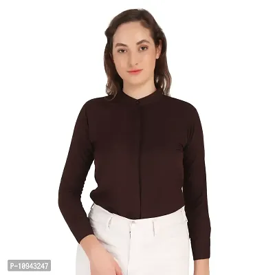 Trendy Formal Women and Girls Shirts Brown Full sleeve