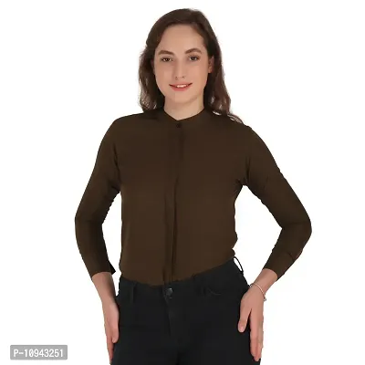 Trendy Formal Women and Girls Shirts Dark Mehandi Full sleeve-thumb0