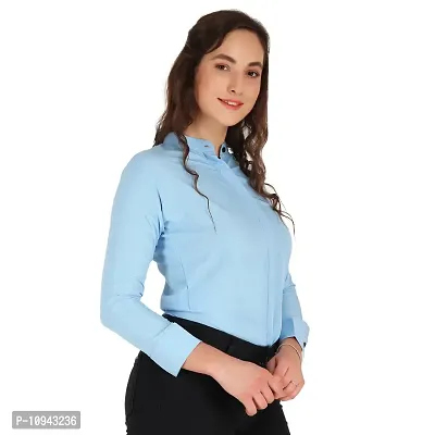 Trendy Formal Women and Girls Shirts Light Blue Full sleeve-thumb5