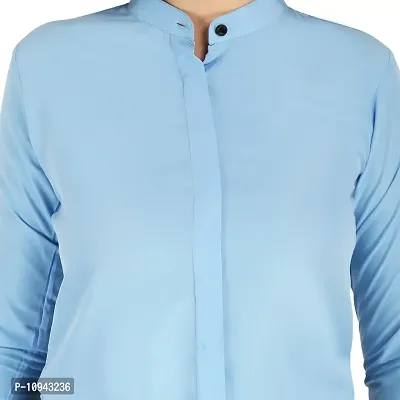 Trendy Formal Women and Girls Shirts Light Blue Full sleeve-thumb2
