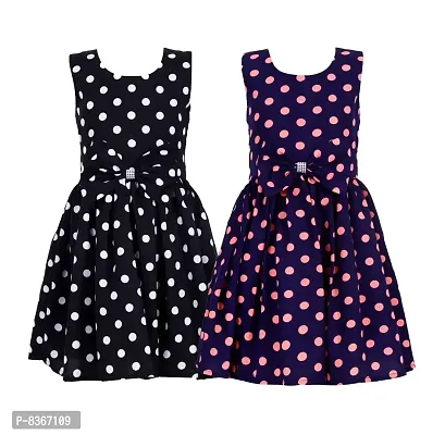CINDERELLA THE CREATIONS FACTORY Baby Girl's Bodycon Knee Length Frock (Pack of 2) (C-29-Black-NevyPink-6-7Y_Black & Navy Blue_6-7 Years)-thumb0