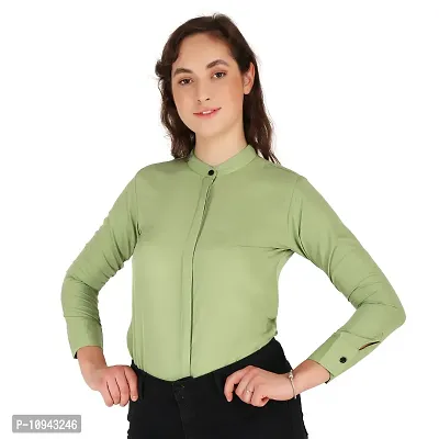 Trendy Formal Women and Girls Shirts Light Green Full sleeve