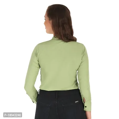 Trendy Formal Women and Girls Shirts Light Green Full sleeve-thumb3