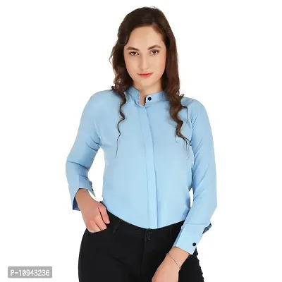 Trendy Formal Women and Girls Shirts Light Blue Full sleeve