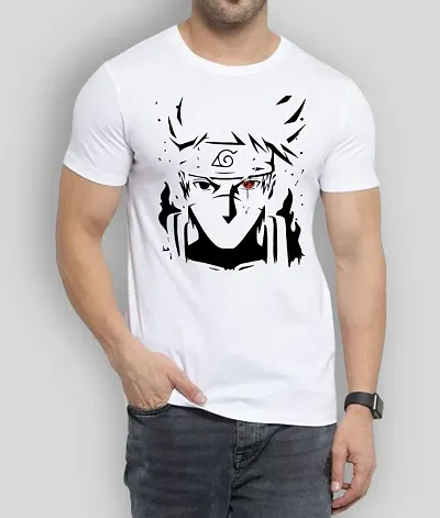 Wear Thoughts Kakashi White Half Sleeve Printed T-Shirt for Men and Women