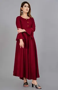 Women Rayon Anarkali Kurta (MAROON)-thumb1